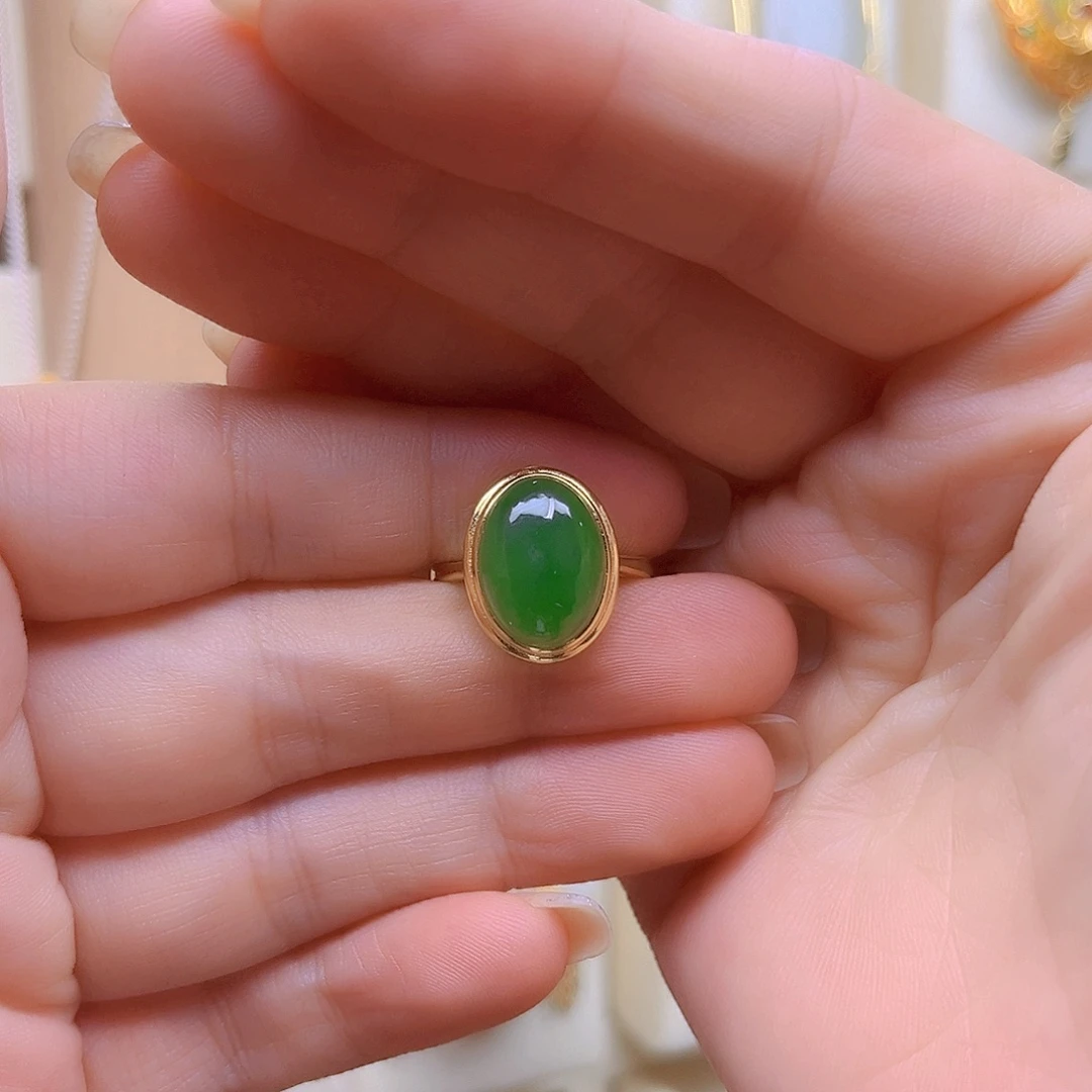 和田玉银S925镀金镶嵌戒指