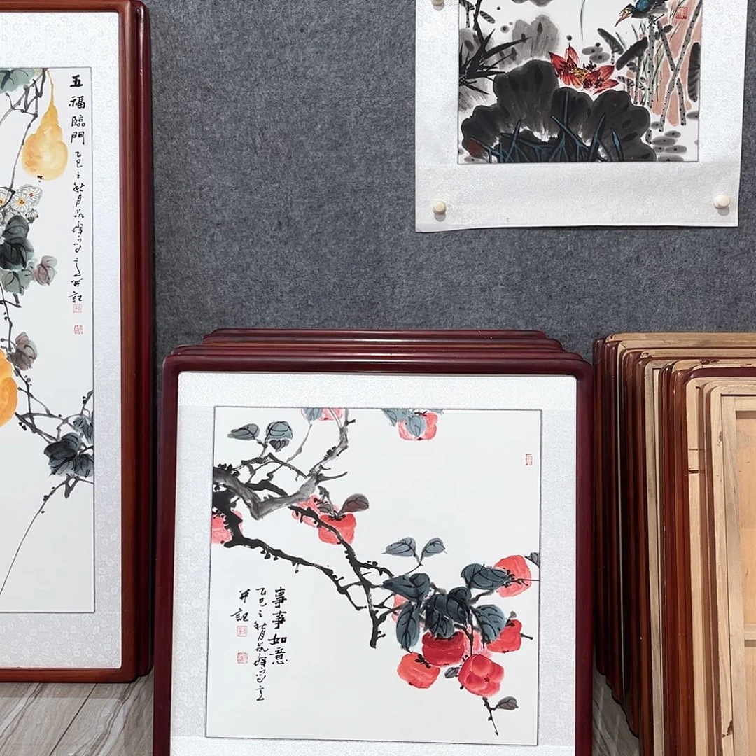 国画书画作品带框63×63
