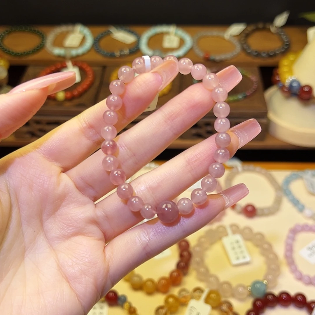 手串银S925镀金镶嵌水晶粉2031