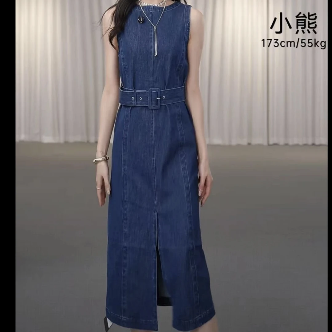 AMASS/阿玛施一秒入夏水洗中长裙百搭牛仔连衣裙550026
