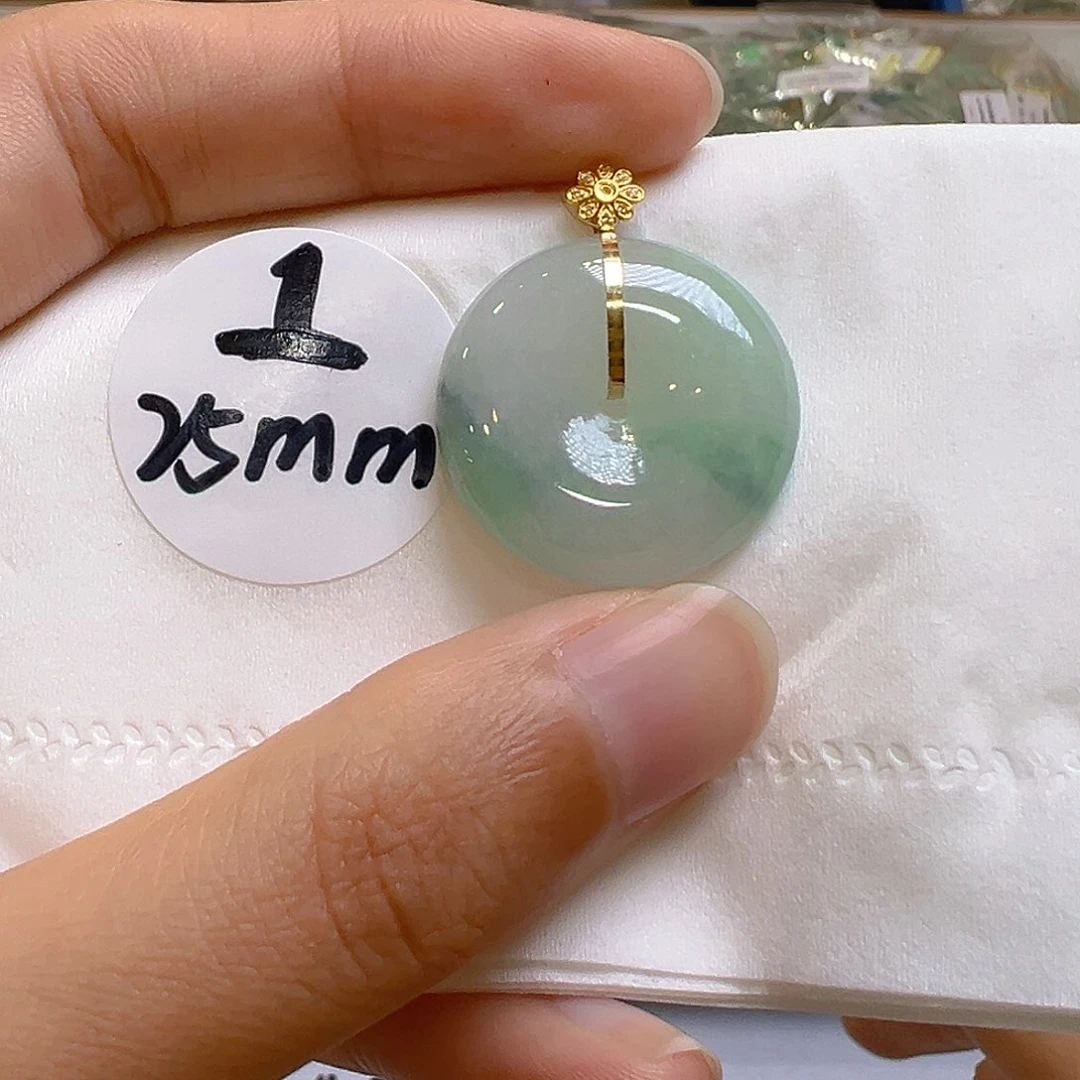 翡翠18K金镶嵌吊坠(不含链)翡翠