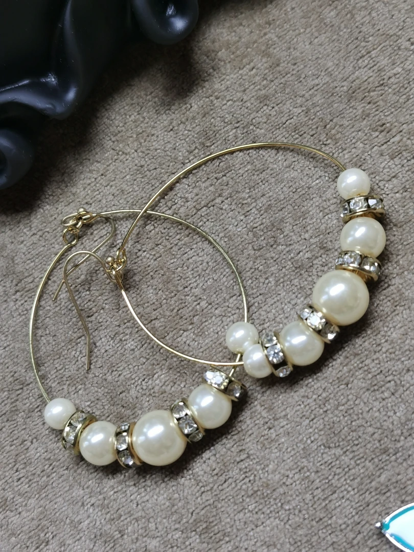 合金仿珍珠耳饰 仿珍珠圈圈耳圈