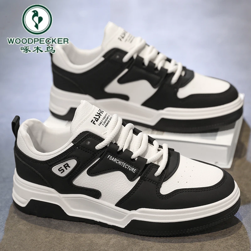 【啄木鸟】正品2025男士新款潮流百搭休闲板鞋耐磨防滑运动潮鞋拼色