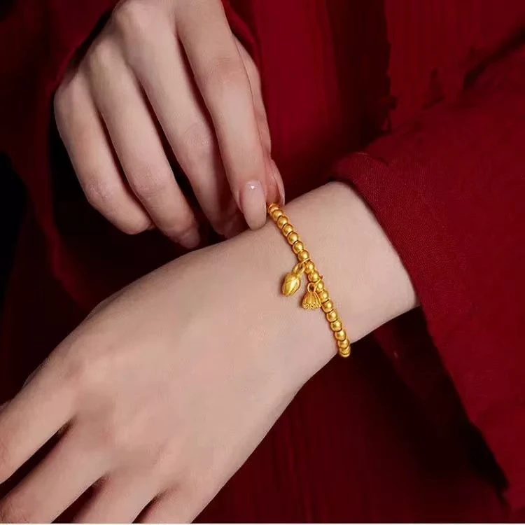 铜合金手链 设计师款两世欢莲蓬手链时尚气质感转运弹力手串