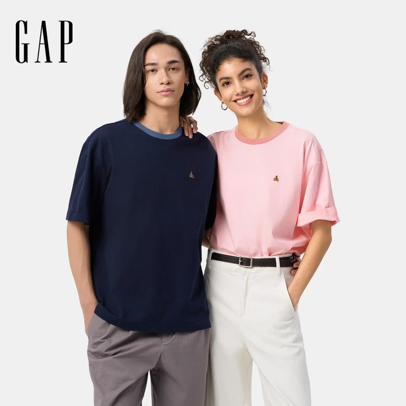 【成毅代言】Gap男女装2025夏季新款撞色休闲短袖T恤上衣 724970