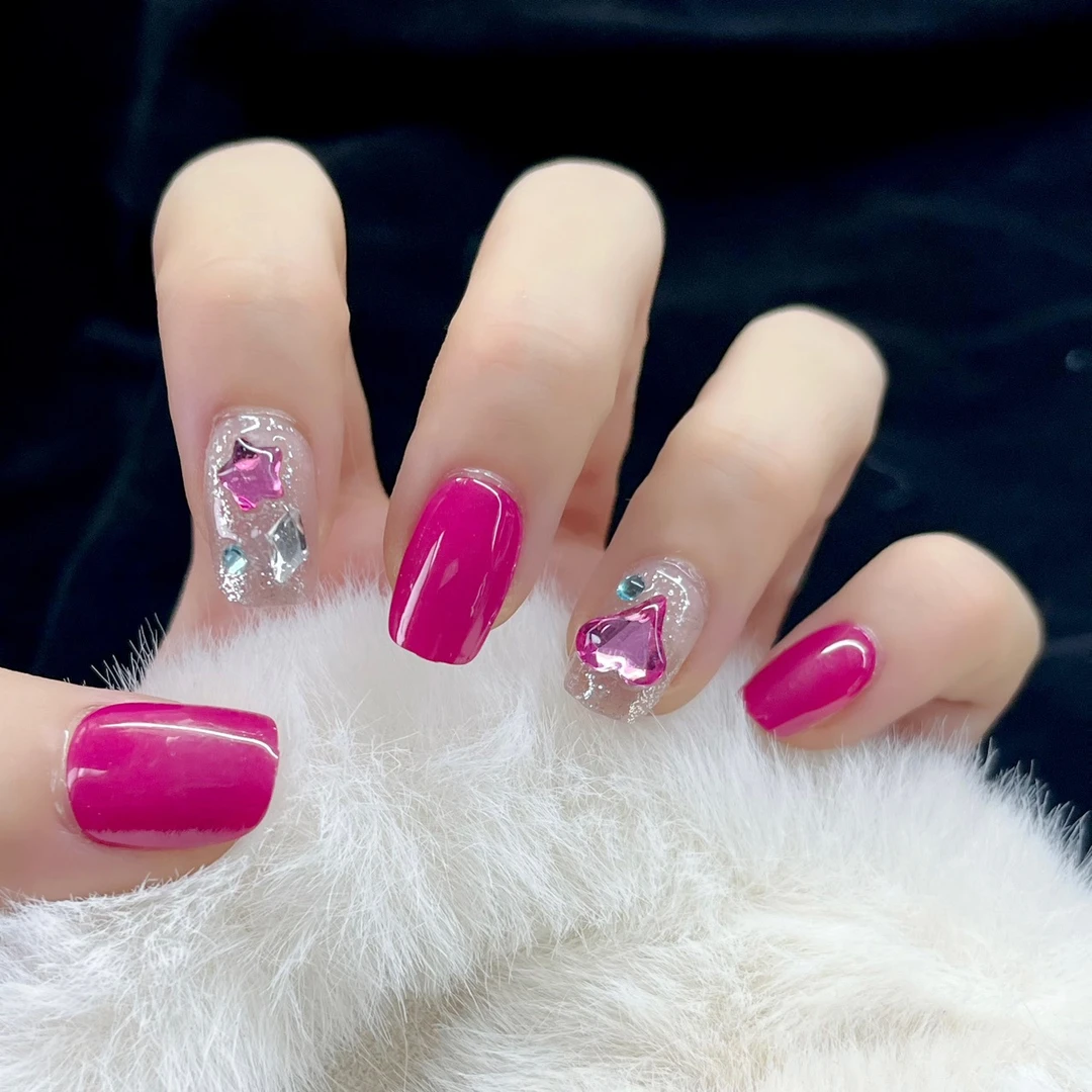 【短方】火龙果 穿戴甲美甲贴片可拆卸手工指甲贴片24片装【猫小奈】①