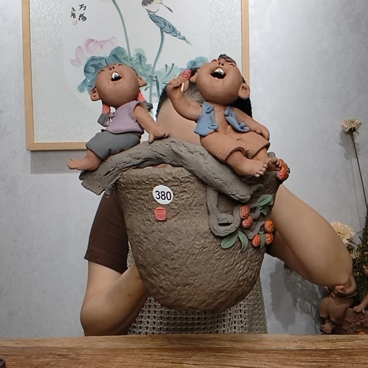 2***1紫砂不规则童趣系列作品花器收纳