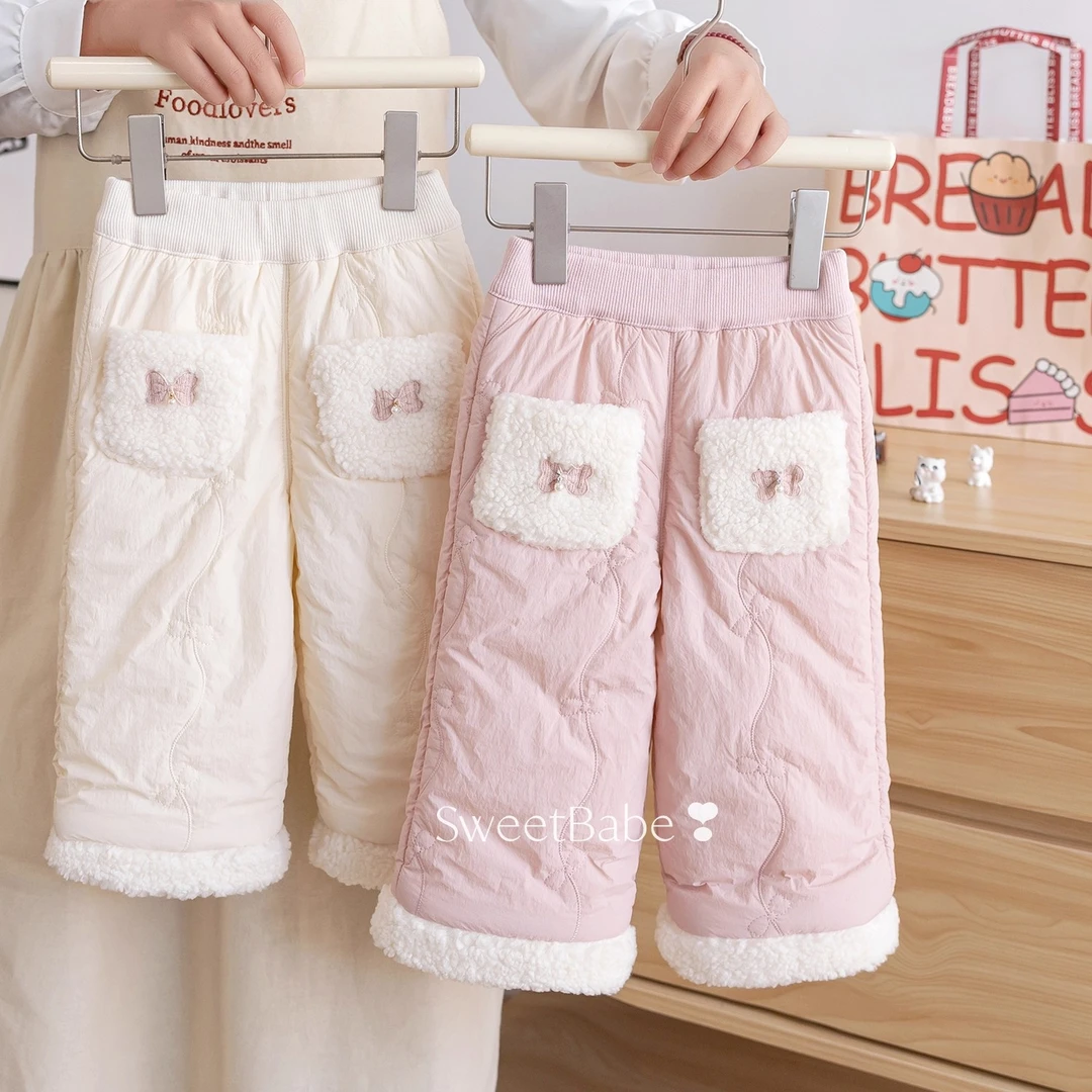 女童裤子冬装儿童休闲外穿长裤女宝宝保暖加绒夹棉直筒冬季裤子