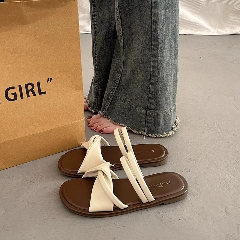 【万象撤柜】法式平底配裙子凉鞋女夏外穿仙女风2025新款罗马凉拖鞋