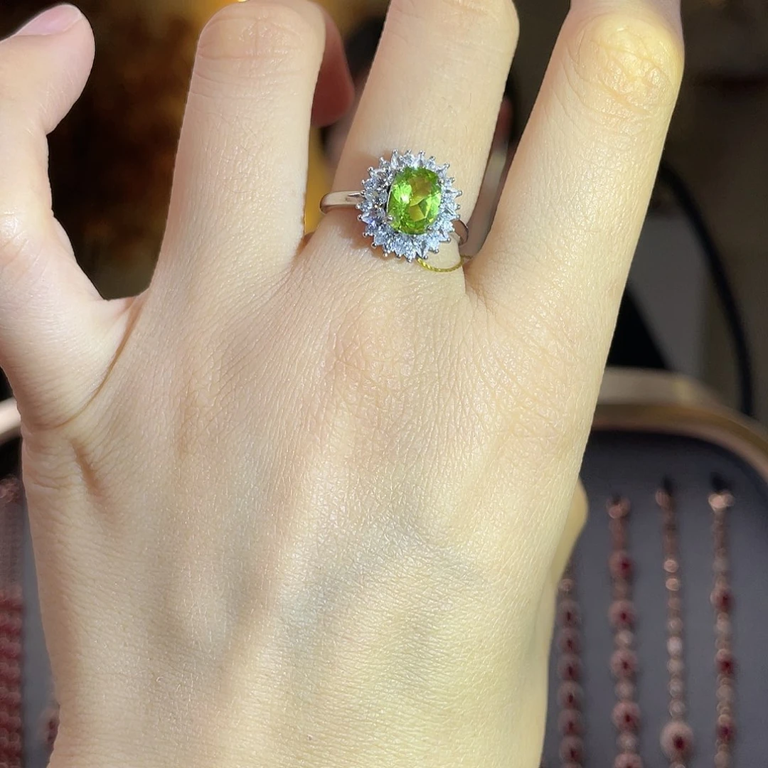 橄榄石银S925镶嵌戒指