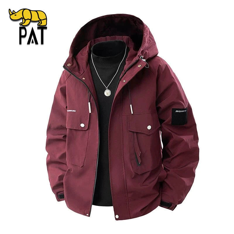 PAT平安犀牛官方青少年山系户外冲锋衣夹克春秋宽松大码连帽外套