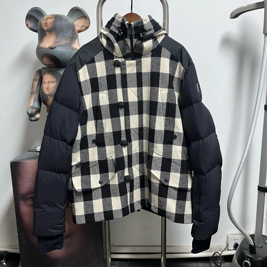 99新 MONCLER 14蒙口千鸟格羽绒服l1133尺码：7