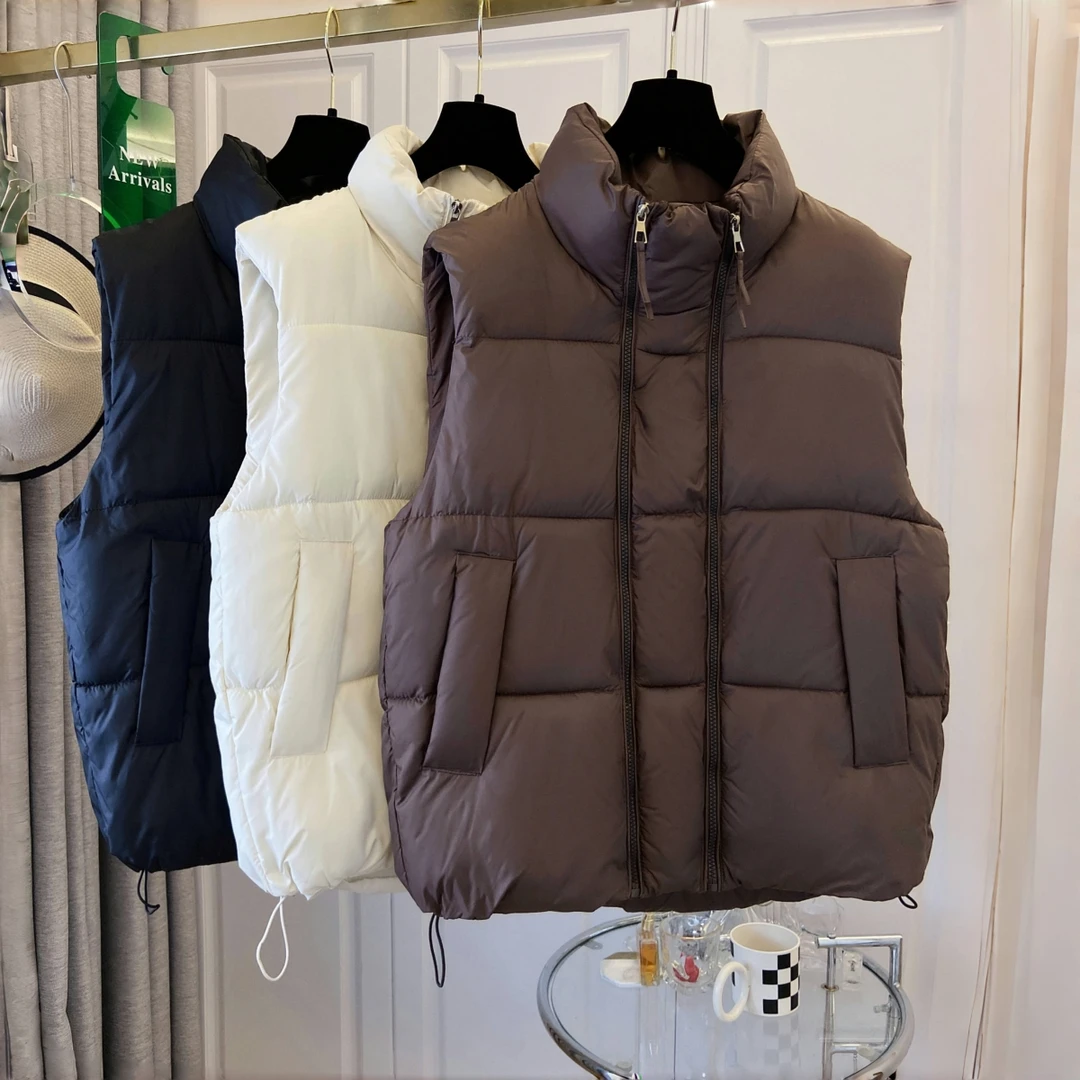 超好看减龄 胖mm大码立领棉服马甲女秋冬双拉链宽松时尚马夹潮611