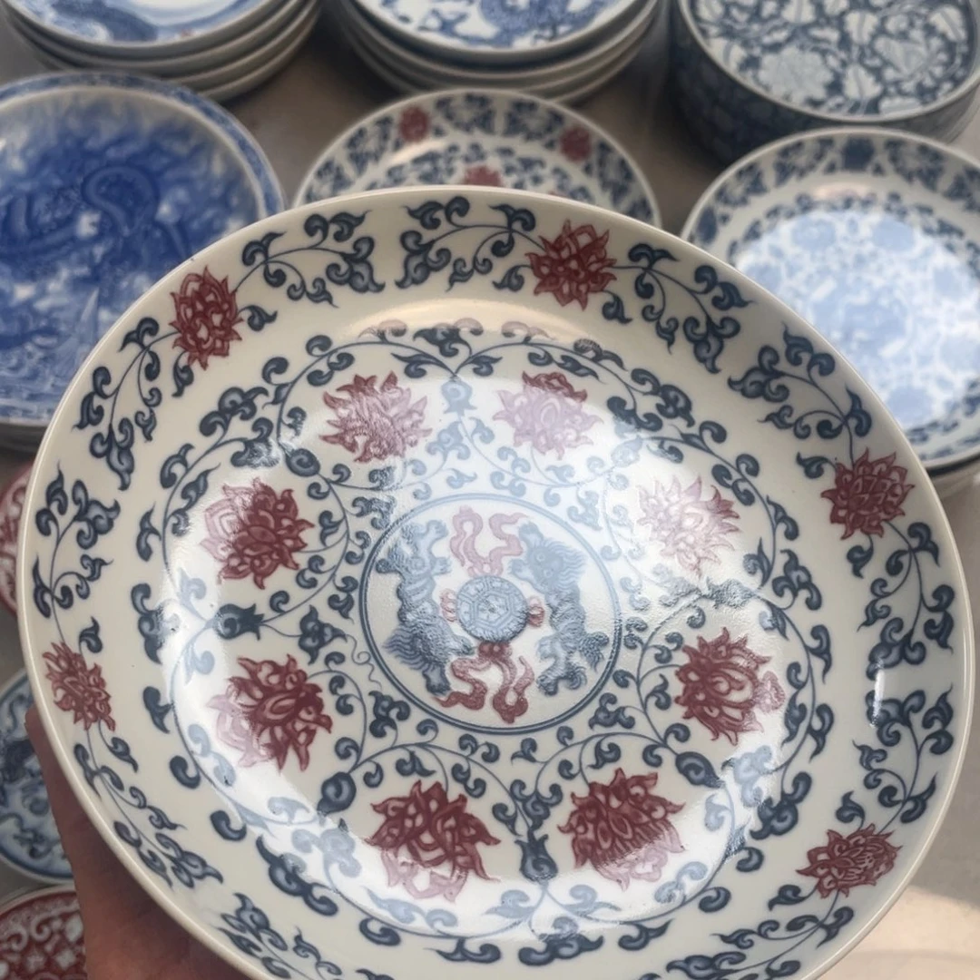 瓷片景德镇釉里红缠枝莲大壶承