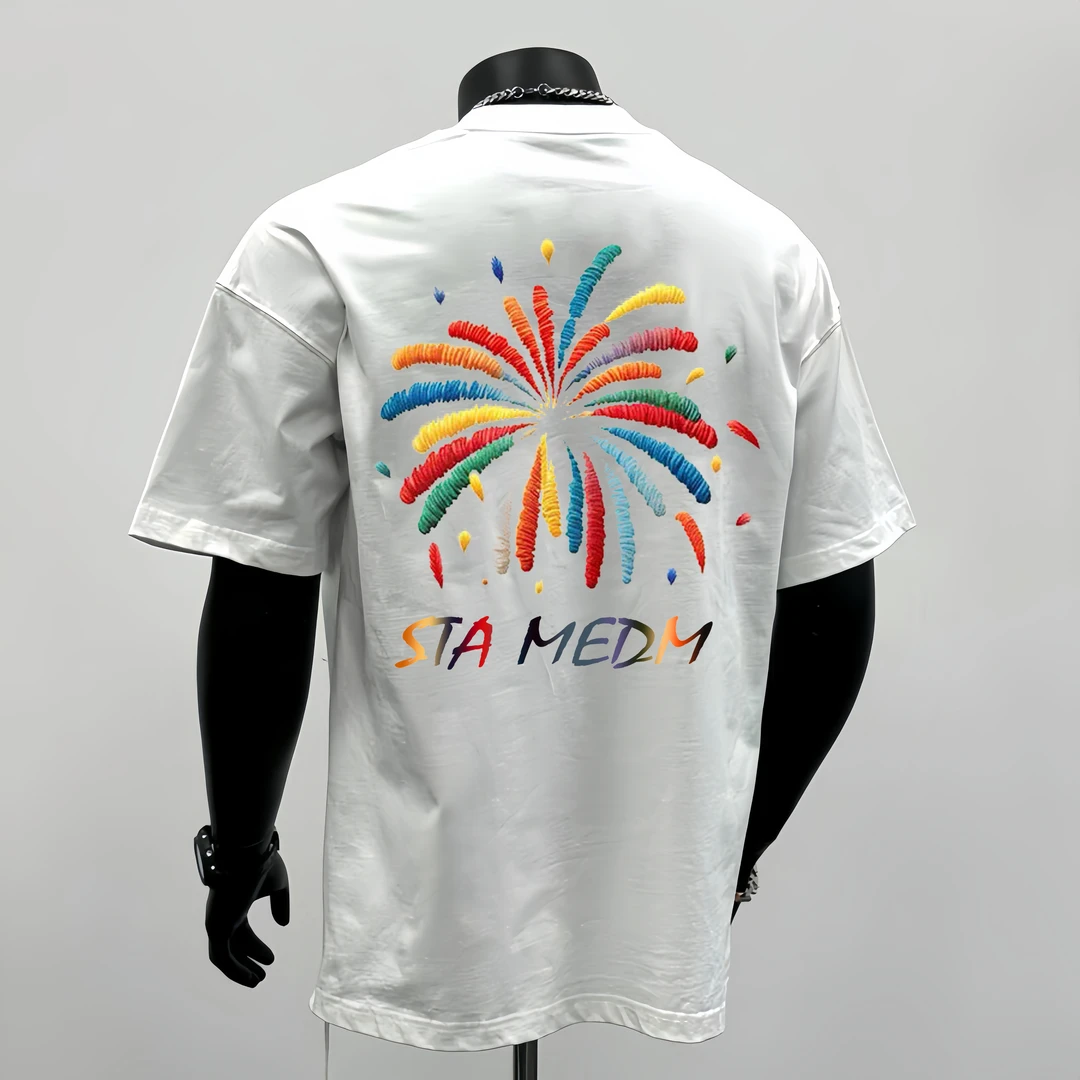 STA.MEDM国潮烟花T恤情侣夏季cleanfit高质短袖男士半袖上衣潮T恤