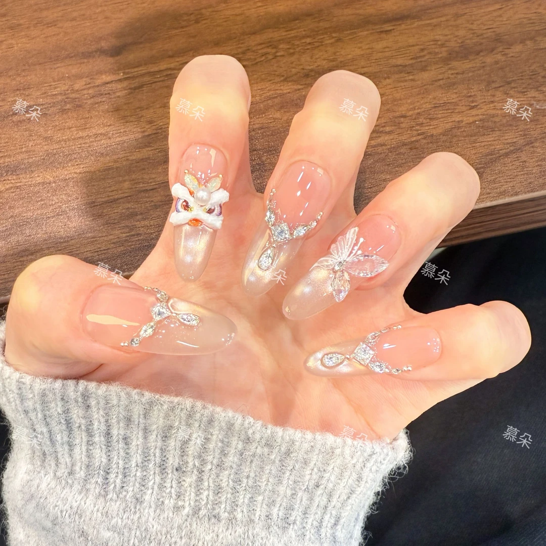 【蝶狮舞】纯手工穿戴甲气质显白轻奢美甲十片
