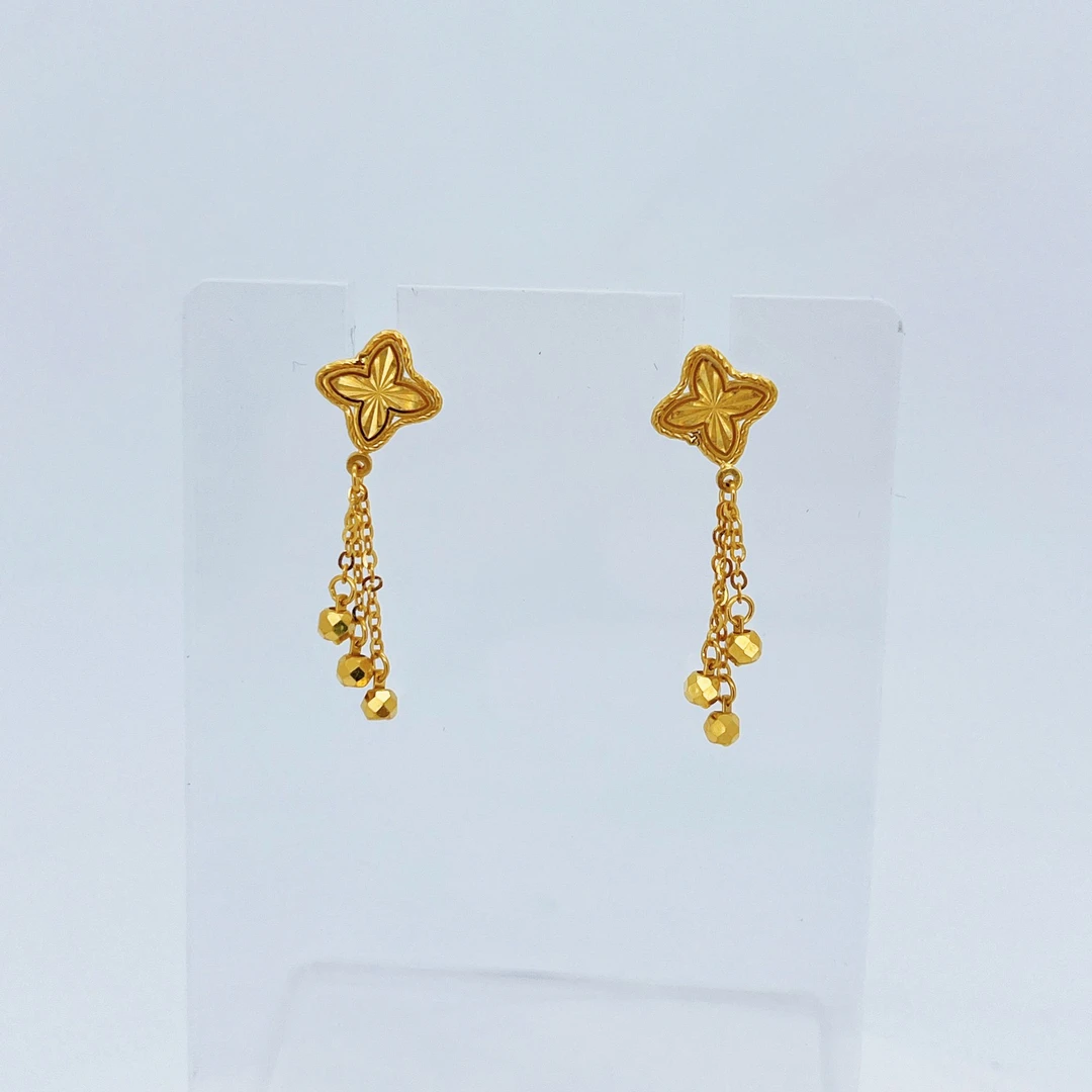 足金999黄金四叶草耳钩2.35-