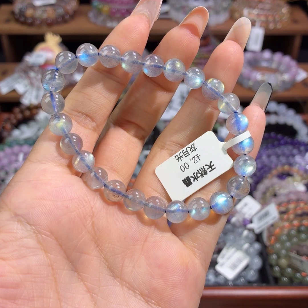 水晶手串未镶嵌灰月光7.6mm