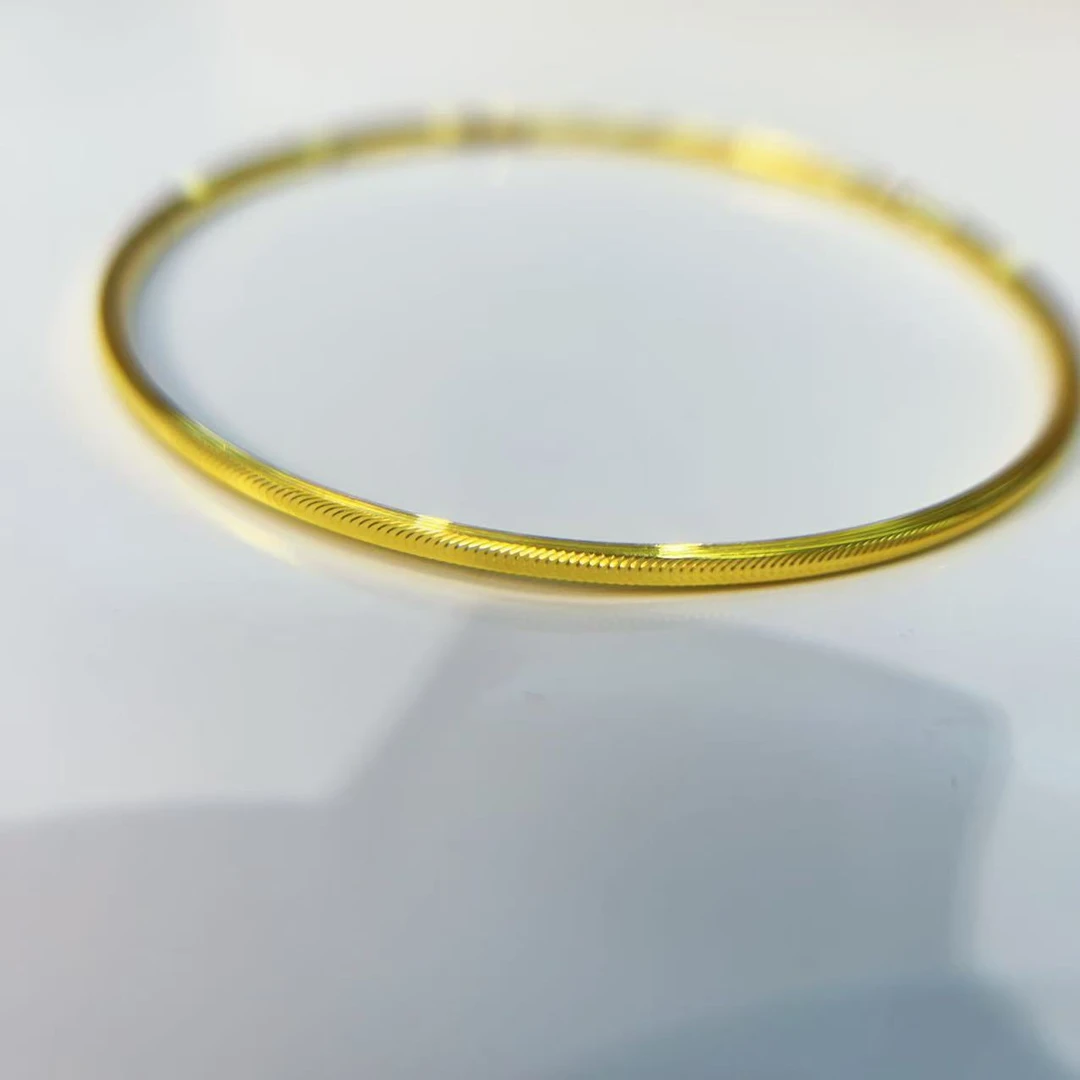 足金猫眼亮闪手镯时尚女款金色光感光面镯子卡 2