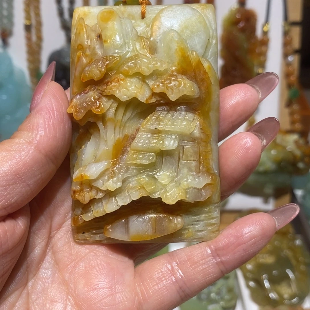 蛇纹石玉未镶嵌颈饰꧁**꧂