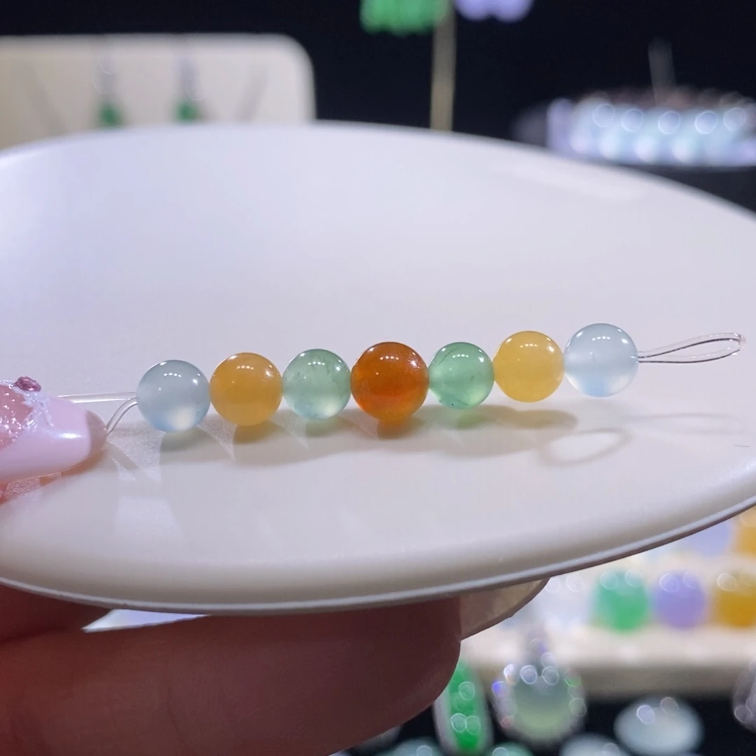 翡翠未镶嵌颈饰翡翠糖果色系小珠搭配
