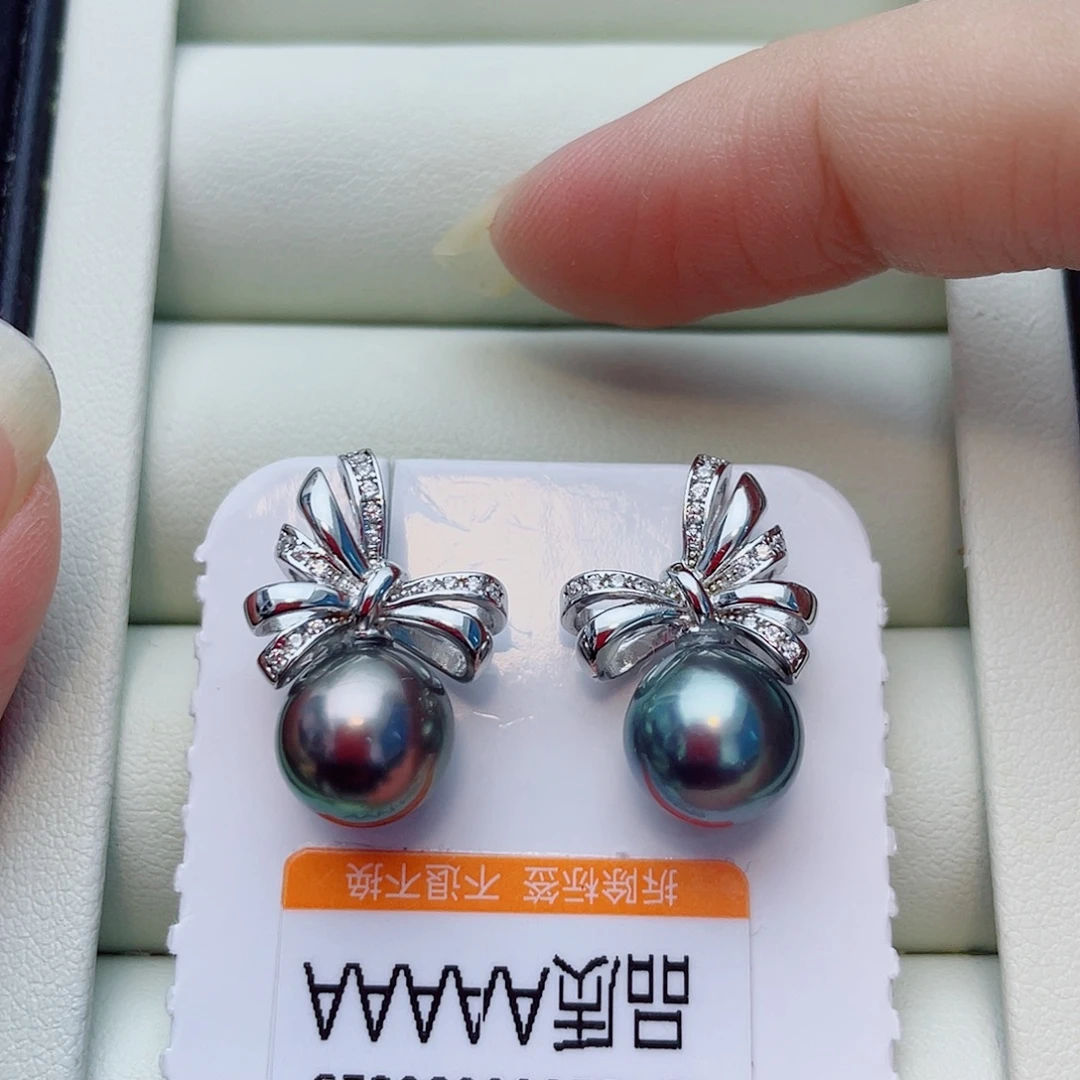 银S925镶嵌海水珍珠耳饰w74