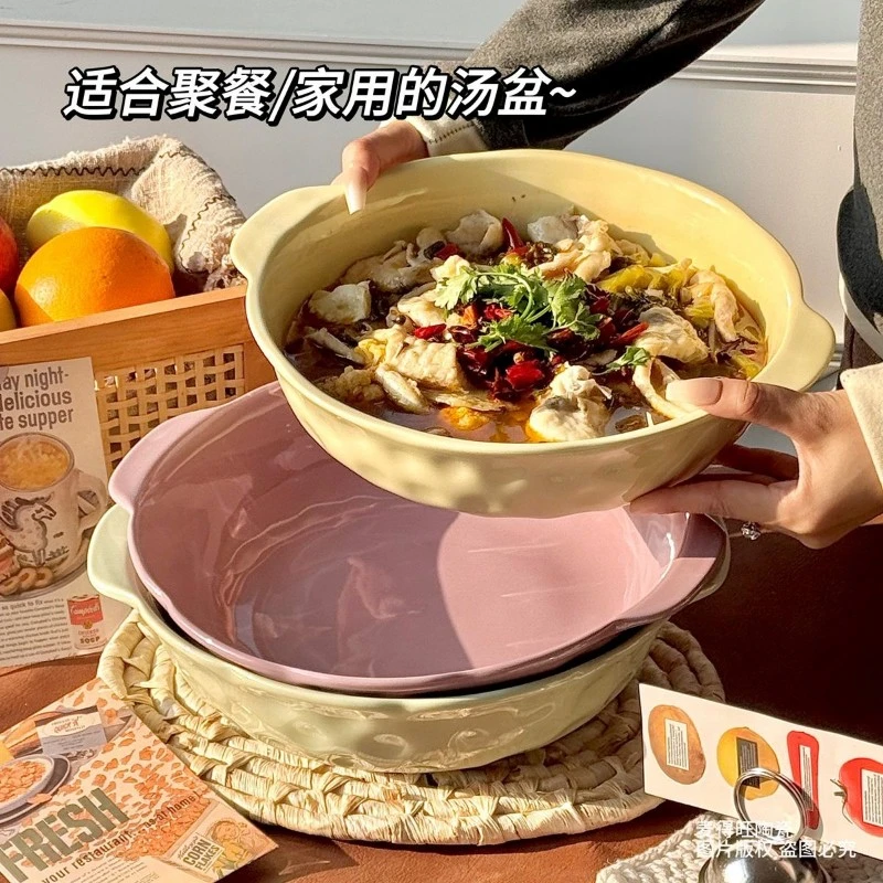 酸菜鱼大盆碗双耳大号汤碗家用2025新款12寸水煮鱼专用碗汤盆TJ
