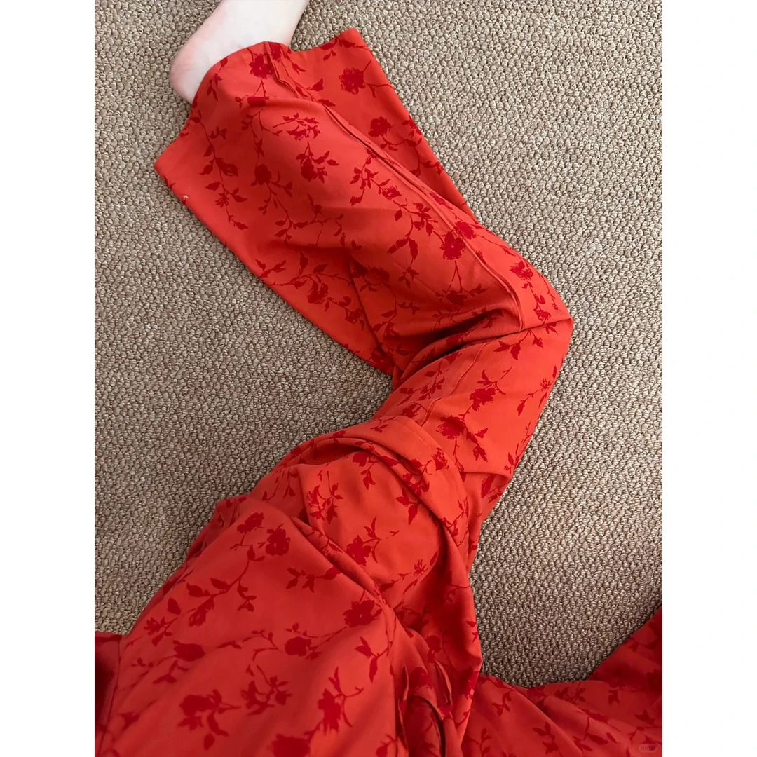 【新中式红色】国风云朵棉睡衣女春秋2025新款宽松大码两件套家居服