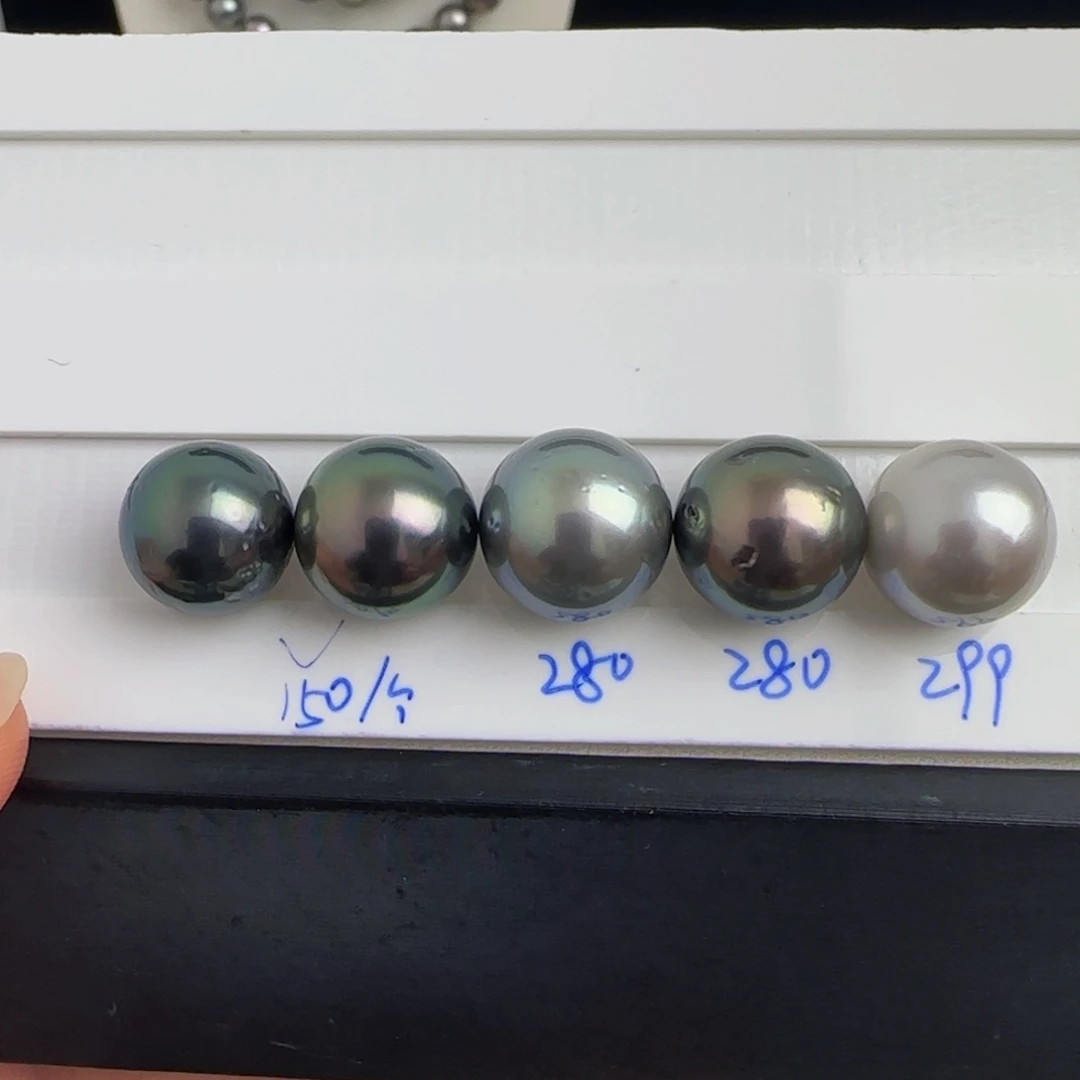 十***霜海水珍珠裸珠大溪地海水珍珠12.6-13.7通孔裸珠不退不换