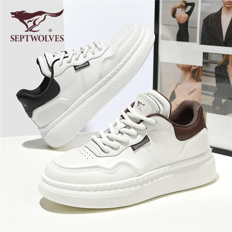 七匹狼男鞋秋冬小白鞋男士潮流白色板鞋厚底时尚休闲鞋男百搭潮鞋