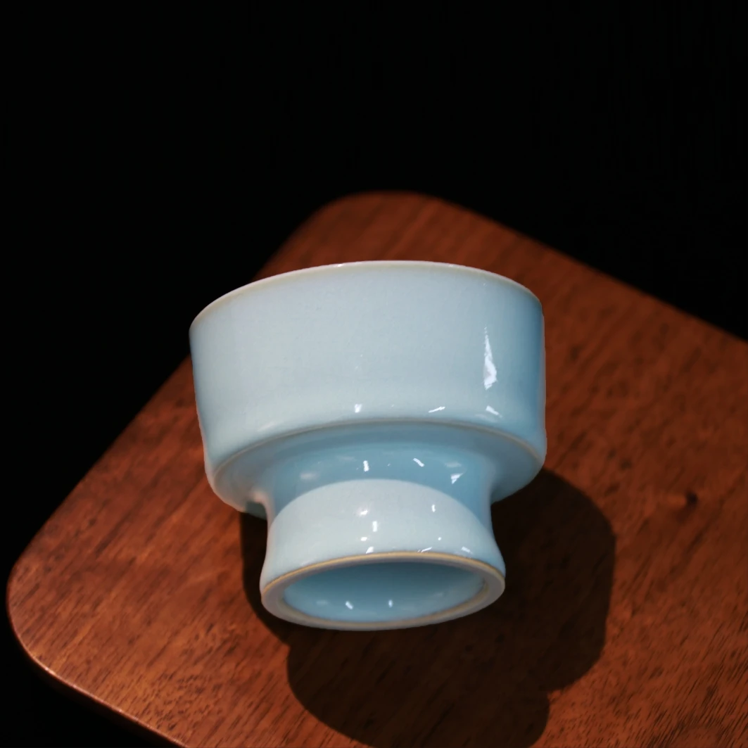 *全手工原矿天青釉汝瓷茶具/省工老师/高足扳指杯茶器主人杯茶杯