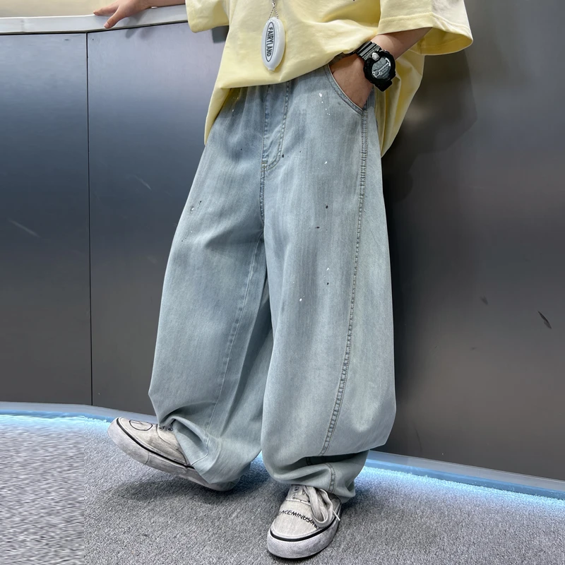 男童裤子春秋款2025新款牛仔裤中大儿童秋季男孩直筒裤长裤宽松潮