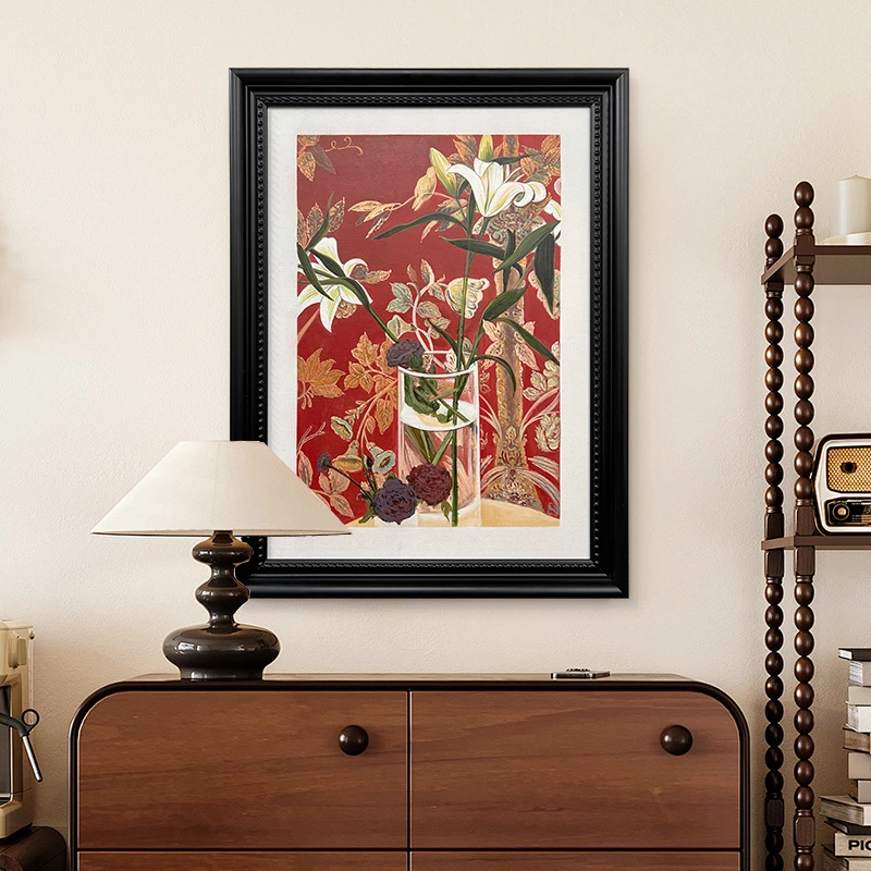 【餐边百合】中古法式客餐厅装饰画纯油画玄关卧室挂画美式复古壁画