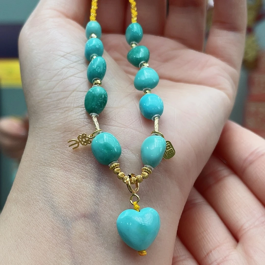 绿松石颈饰18K金镶嵌