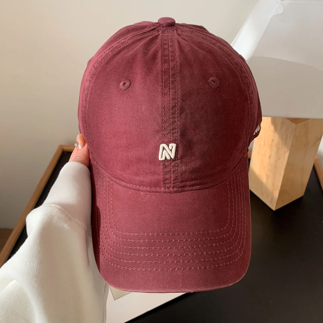 棒球帽圆顶夏季女帽子网红潮流红色时尚字母刺绣春夏韩版简约