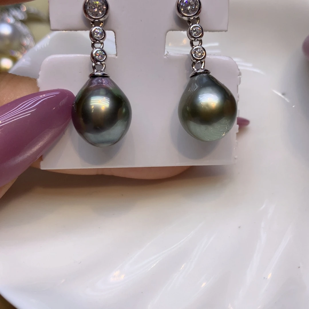 银S925镶嵌耳饰海水珍珠