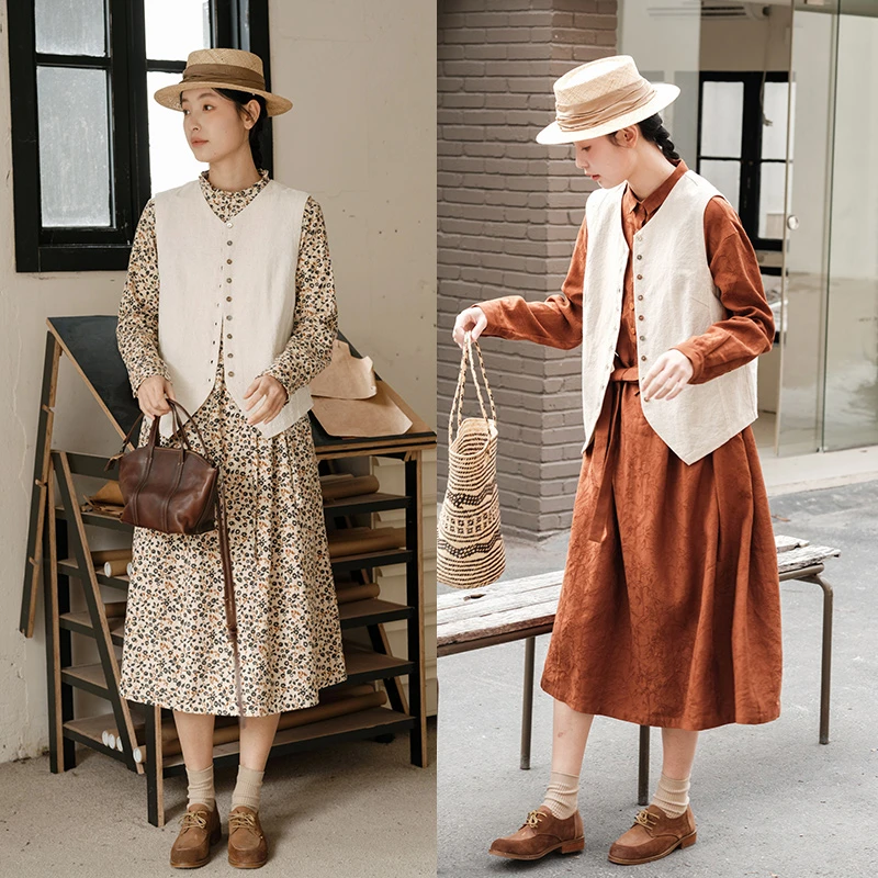 可然法国褶皱雨露亚麻棉马甲短外套上衣宽松2025春夏新款女装之茉