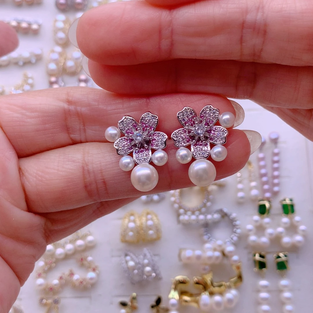 合金淡水珍珠耳饰