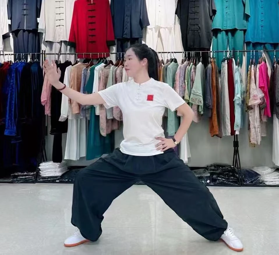 太极T恤纯棉宽松夏季男女户外薄款纯色