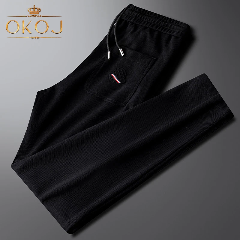 OKOJ运动长裤男士时尚休闲纯色裤子秋季新款弹力透气显瘦卫裤子