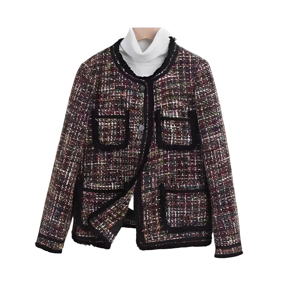 D058法式复古优雅文艺风粗毛线高级感小香风外套