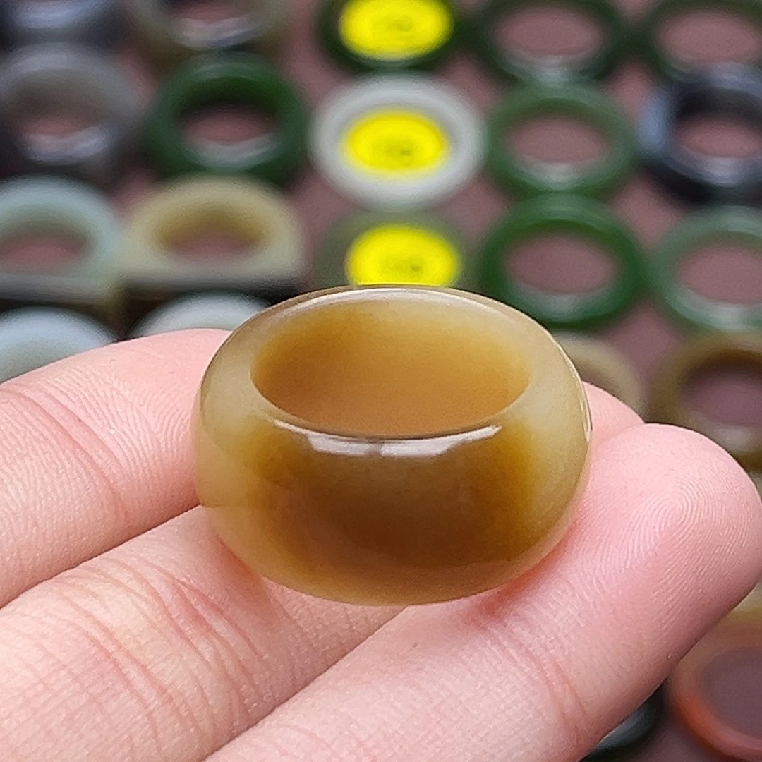 和田玉未镶嵌戒指17.0焦糖拿铁