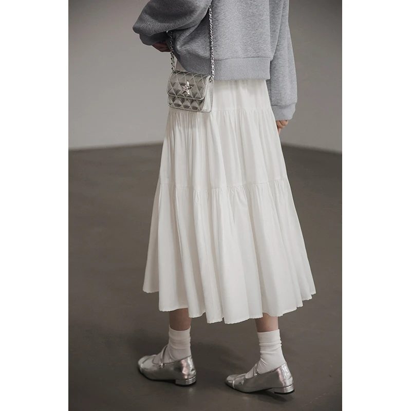 【奶油半身裙】 免烫冰丝/三层拼接