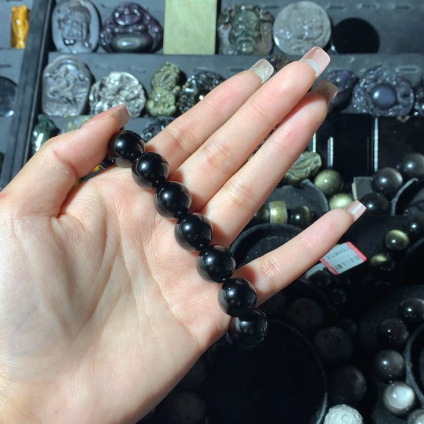 【闪购商品】黑曜岩珠宝奇石未镶嵌白***光
