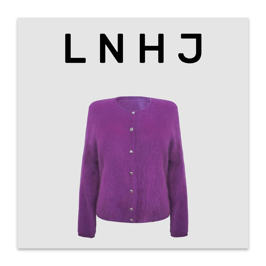 LNHJ【薄暮浮光】精致扣子拉毛针织圆领长袖开衫