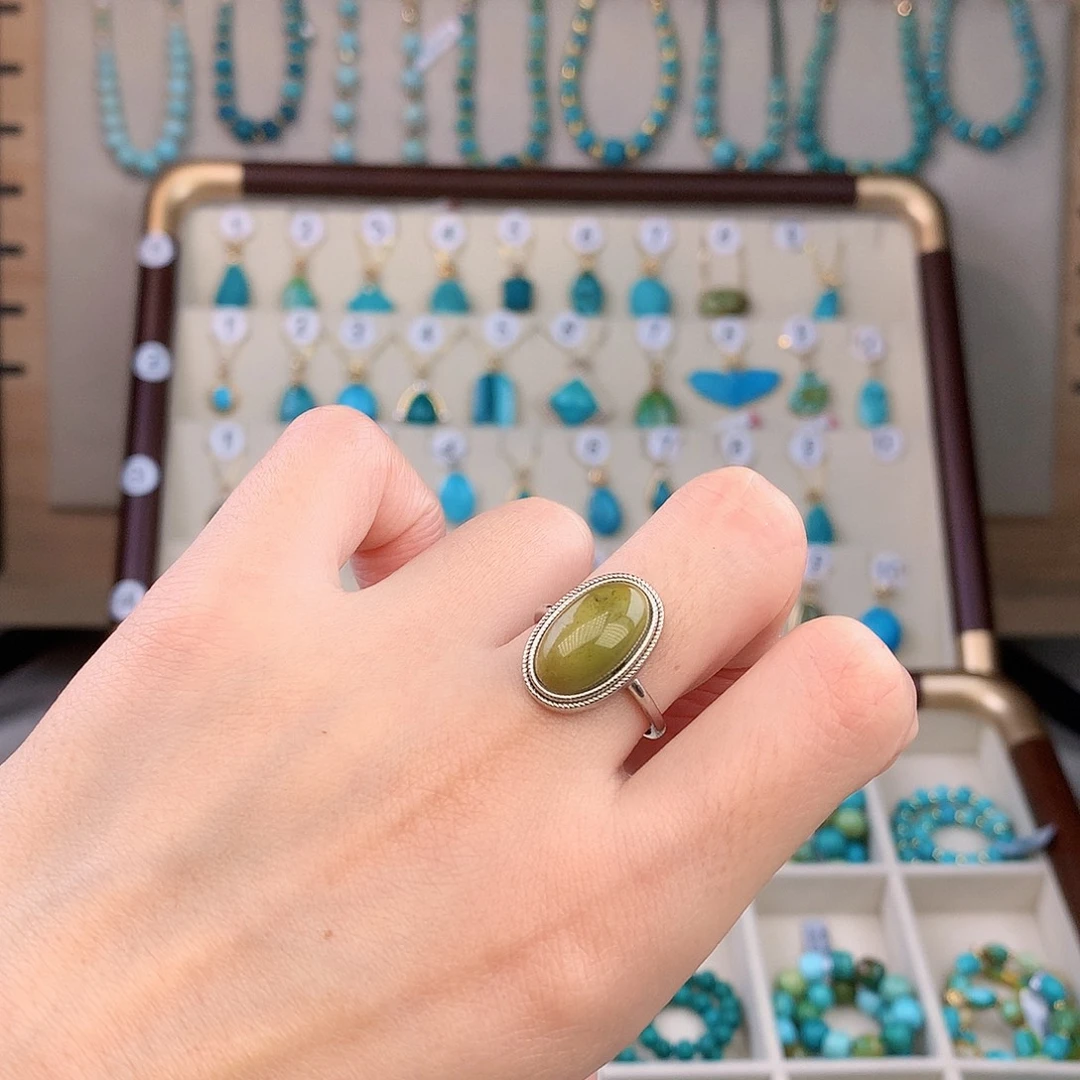 绿松石银S925镶嵌戒指