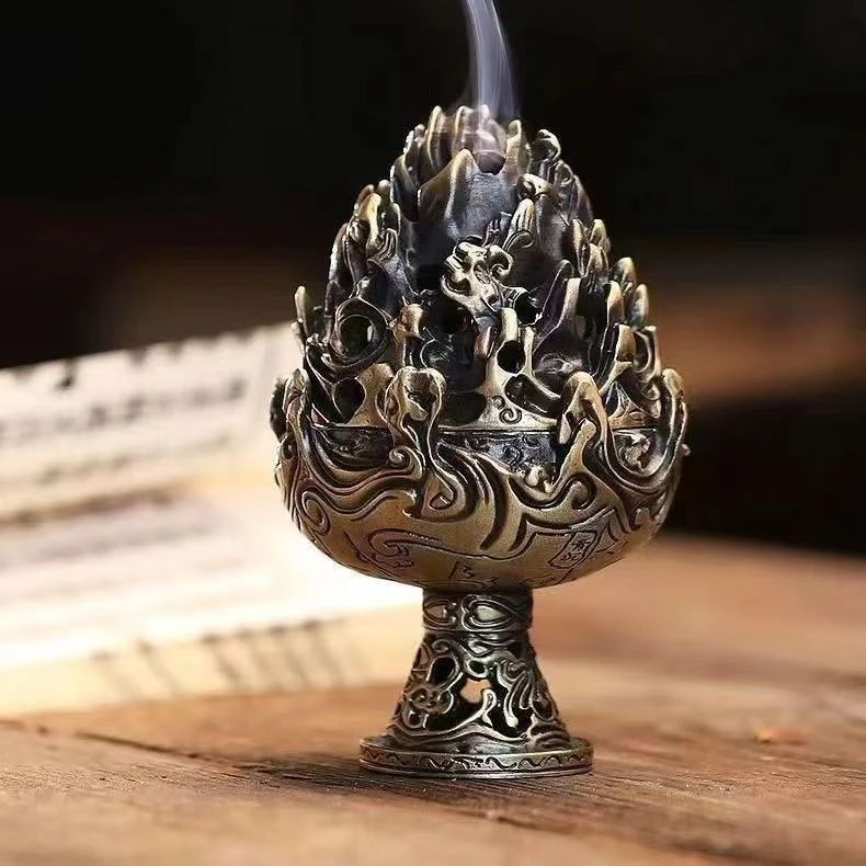 错金博山香炉室内香熏镂空沉香仿古鹅梨安神助眠祥云香道摆件复古