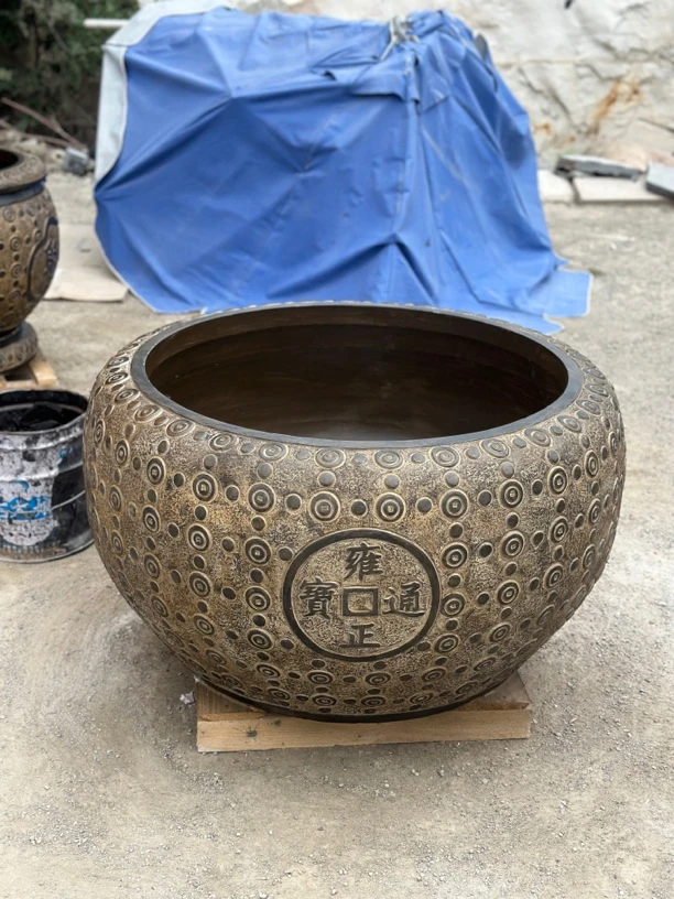 石雕青石荷花鱼缸石槽庭院户外养鱼池仿古中式摆件