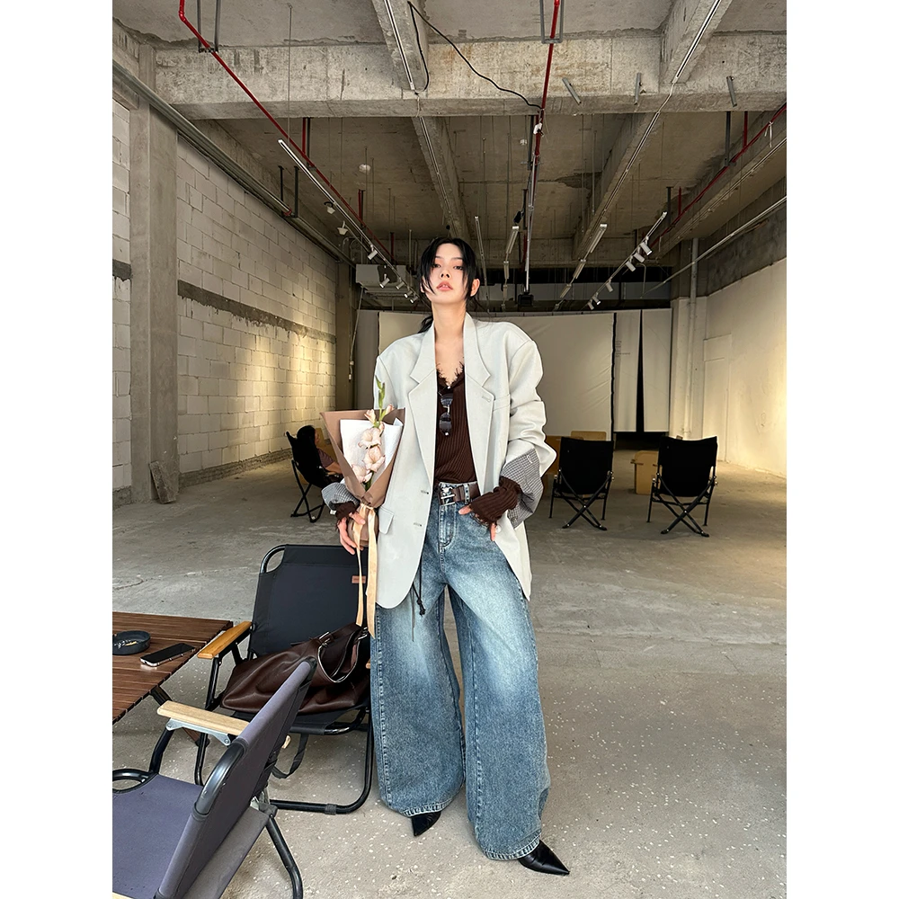JCCC影子【烟灰岸】浅灰色复古高级感双层袖口设计西装外套JE4DSE11