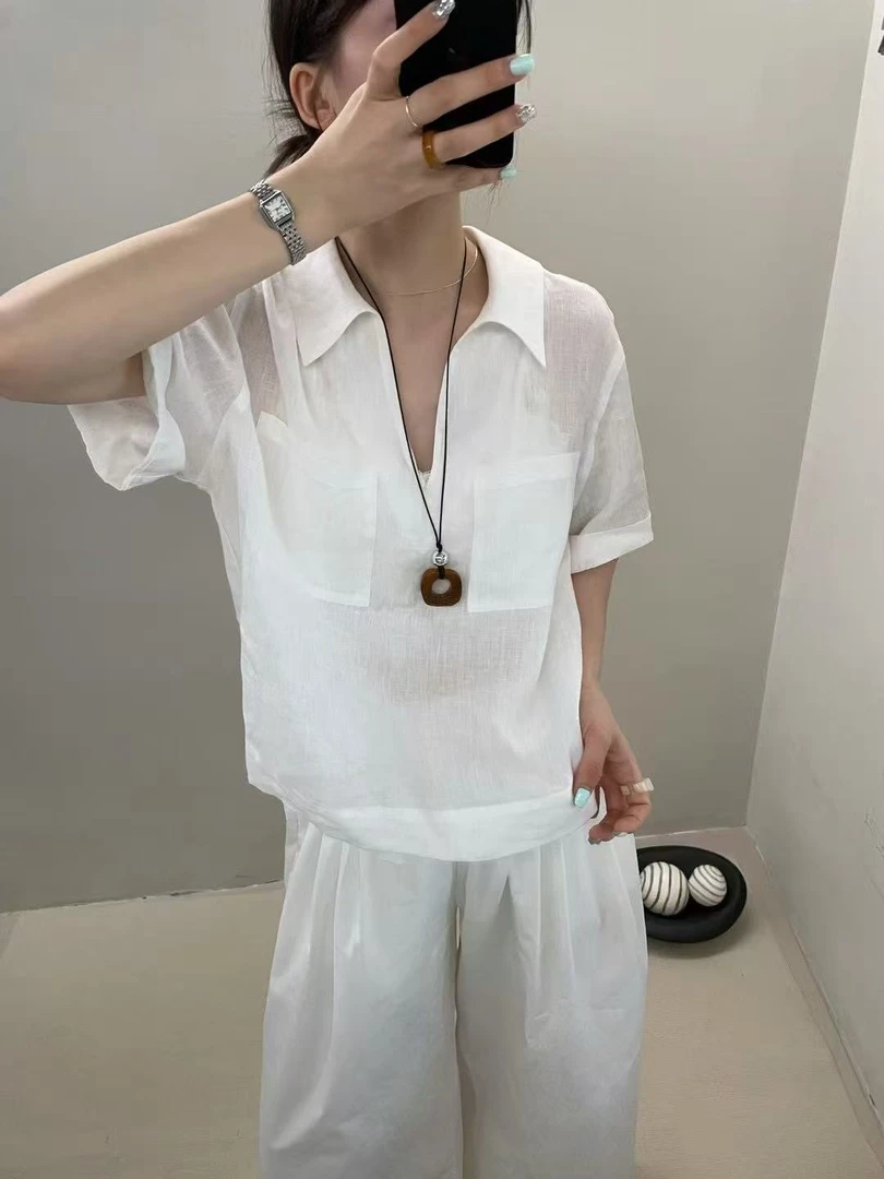 【香姐推荐】【033】建议手洗夏季时尚新款麻料衬衫上衣百搭